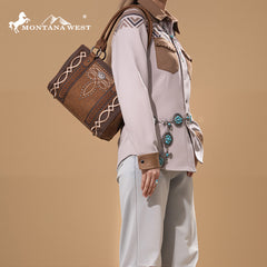 Montana West Diamond Cross Stitch Concealed Carry Tote Bag