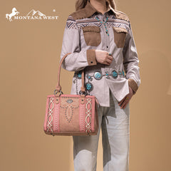 Montana West Diamond Cross Stitch Concealed Carry Tote Bag