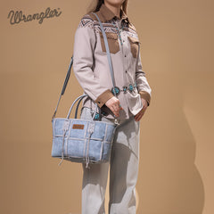 Wrangler Woven Tooled Grid Panel Crossbody Bag