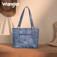 Wrangler "W" Stitch Water Repellent Denim Pocket Zippered Tote Bag