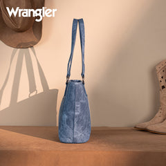 Wrangler "W" Stitch Water Repellent Denim Pocket Zippered Tote Bag