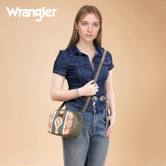 Wrangler Sherpa Aztec Canvas Crossbody