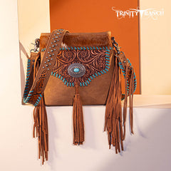 Trinity Ranch Tooled Fringe Crossbody