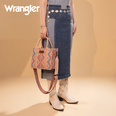 Wrangler Aztec Embroidered Whipstitch Canvas Tote Bag