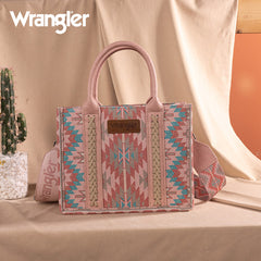 Wrangler Aztec Embroidered Whipstitch Canvas Tote Bag