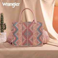 Wrangler Aztec Embroidered Whipstitch Canvas Tote Bag