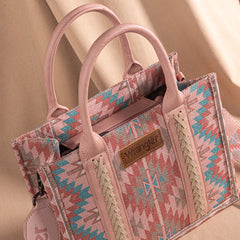Wrangler Aztec Embroidered Whipstitch Canvas Tote Bag