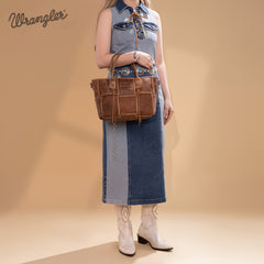 Wrangler Woven Tooled Grid Panel Crossbody Bag