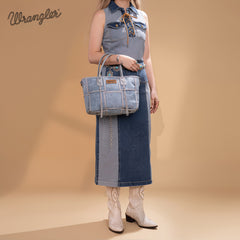Wrangler Woven Tooled Grid Panel Crossbody Bag