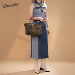 Wrangler Woven Tooled Grid Panel Crossbody Bag