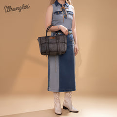 Wrangler Woven Tooled Grid Panel Crossbody Bag