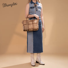 Wrangler Woven Tooled Grid Panel Crossbody Bag