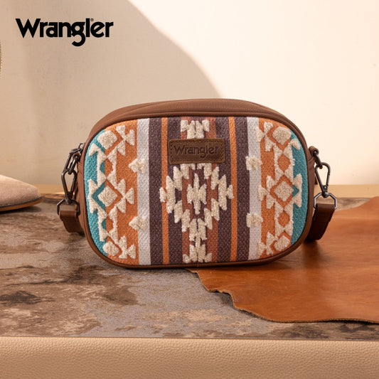 Wrangler Sherpa Aztec Canvas Crossbody