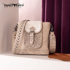 Trinity Ranch Hair-on Cowhide Tooled Crossbody Purse