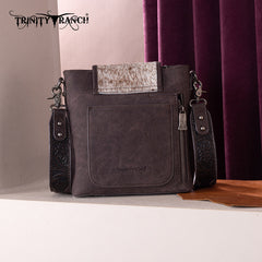Trinity Ranch Hair-on Cowhide Tooled Crossbody Purse