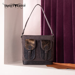 Trinity Ranch Hair-on Cowhide Tooled Crossbody Purse