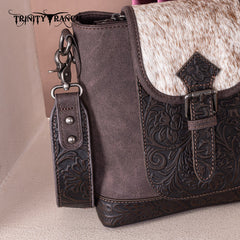 Trinity Ranch Hair-on Cowhide Tooled Crossbody Purse