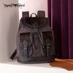 Trinity Ranch Genuine Hair-On Cowhide Tooled Backpack