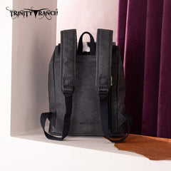 Trinity Ranch Genuine Hair-On Cowhide Tooled Backpack