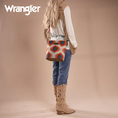 Wrangler Aztec Distressed Print Dual Sided Print Crossbody