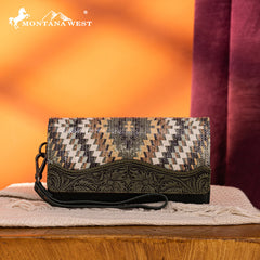 Montana West Tooled Aztec Collection Wallet