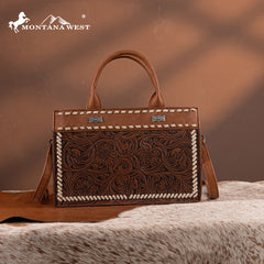 Montana West Floral Tooled Tote Bag