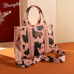 WG133-8120S Wrangler Cow Print Concealed Carry Tote/Crossbody - Pink