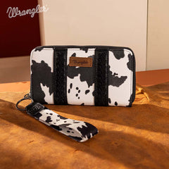 WG133-W006 Wrangler Cow Print Wallet -Black