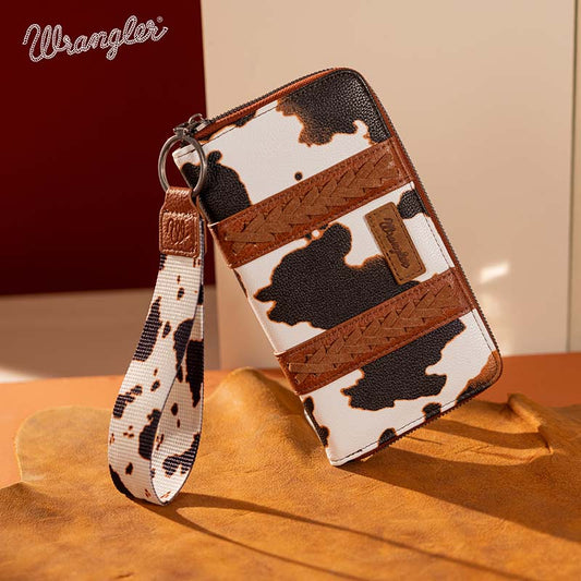 WG133-W006 Wrangler Cow Print Wallet -Brown