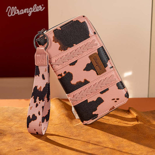 WG133-W006 Wrangler Cow Print Wallet -Pink