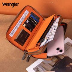 Wrangler Dual Zipper Compartment Large Wallet