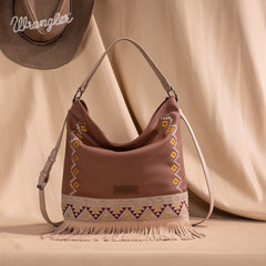 Wrangler Aztec Embroidered Fringe Shoulder Bag