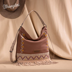 Wrangler Aztec Embroidered Fringe Shoulder Bag