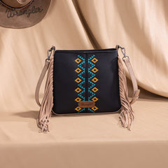 Wrangler Aztec Embroidered Fringe Crossbody