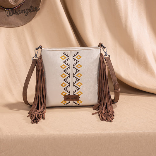 Wrangler Aztec Embroidered Fringe Crossbody
