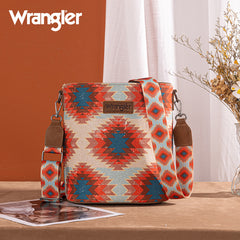 Wrangler Aztec Distressed Print Dual Sided Print Crossbody