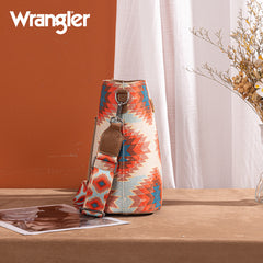 Wrangler Aztec Distressed Print Dual Sided Print Crossbody