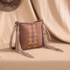 Wrangler Aztec Embroidered Fringe Crossbody