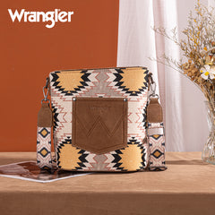Wrangler Aztec Distressed Print Dual Sided Print Crossbody