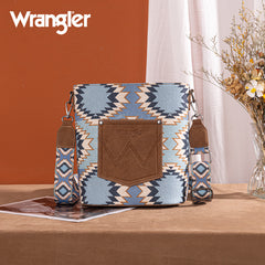 Wrangler Aztec Distressed Print Dual Sided Print Crossbody