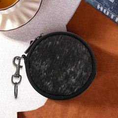Wrangler Genuine Hair On Cowhide Circular Coin Pouch Bag Charm - Cowgirl Wear