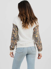 Women's Studded "101 Ranch Wild West" Graphic Print Distressed Long Sleeve Sweatshirt
