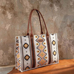 Wrangler Southwestern Dual Sided Print Canvas Tote/Crossbody Collection
