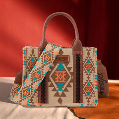 Wrangler Aztec Southwestern Pattern Dual Sided Print Canvas Tote/Crossbody Bag Collection