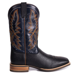 Men's Embroidered Wide Toe Western Boots