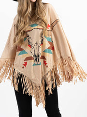 Montana West Steer Skull Collection Poncho