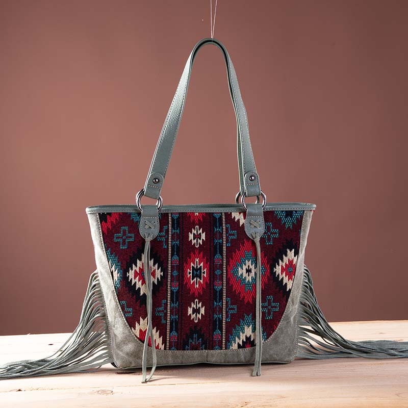 Montana West Aztec Tapestry Fringe Concealed Carry Tote