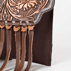 Montana West Hand Tooled 100% Genuine Leather Fringe Crossbody