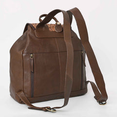 Montana West Genuine Oily Calf Leather Hand Tooled Collection Backpack