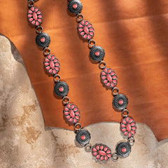 Rustic Couture  Western Squash Blossom Concho Link Chain Belt